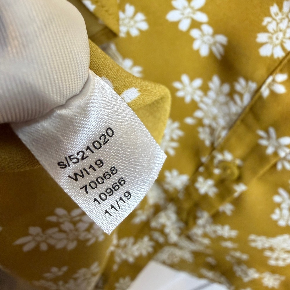 Ann Taylor Women Blouse M Yellow Floral Tiered Ruffle Flowy Cottagecore Boho - Picture 8 of 8